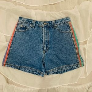 Vintage blue shorts with colorful sides